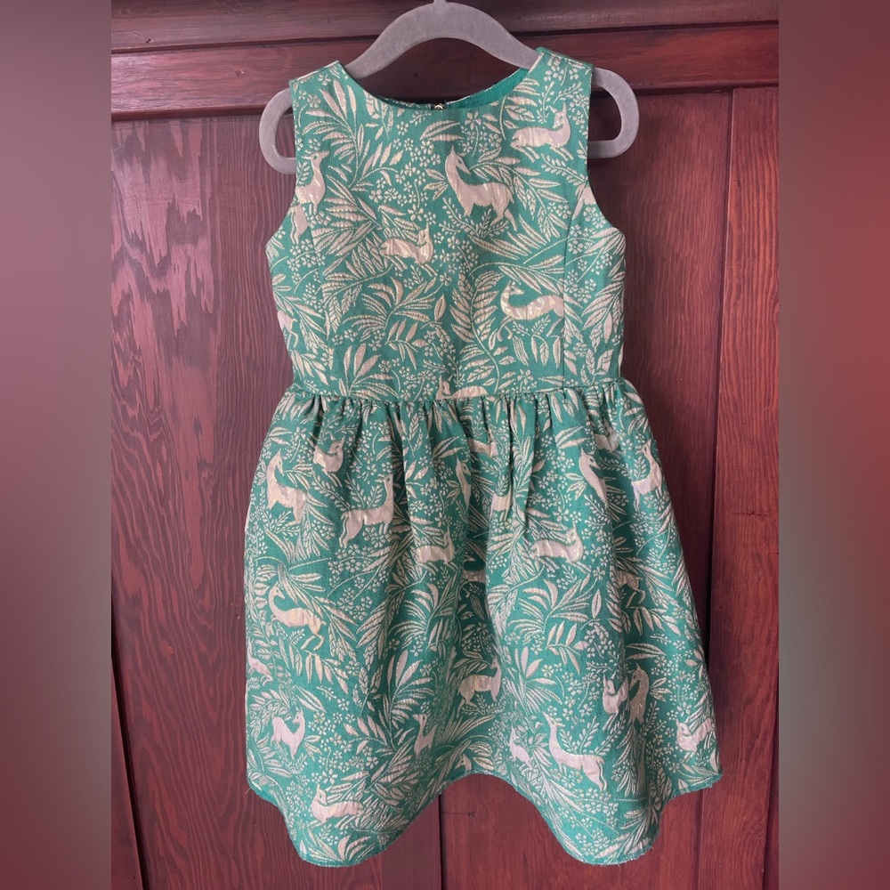 Emerald and gold party dress